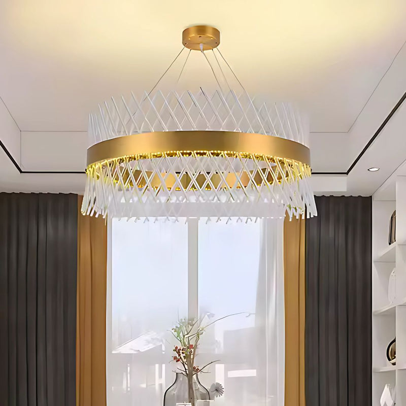 Candelabru Cristal ALHAMBRA Nobile, LED, 78W, Diametru 40cm, Lumina Calda/Rece/Neutra, Dimabil, Inaltime Reglabila, Auriu