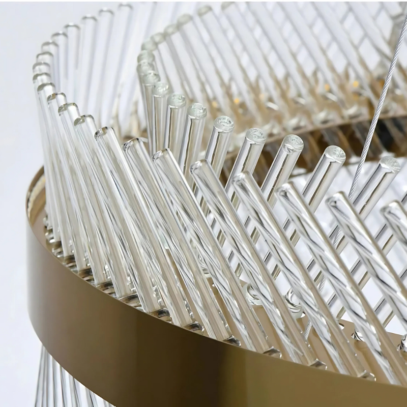 Candelabru Cristal ALHAMBRA Eleganza, LED, 71W, Diametru 49cm, Lumina Calda/Rece/Neutra, Dimabil, Inaltime Reglabila, Auriu