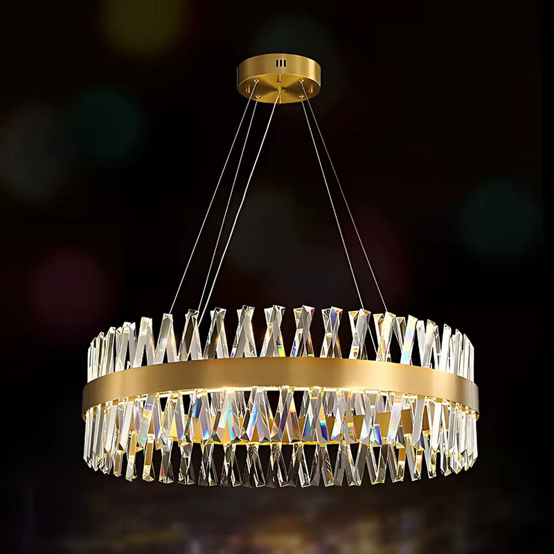Candelabru LED Giuseppe cu Telecomanda, 95W, Dimabil, Diametru 80cm, Auriu