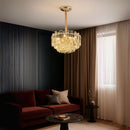 Candelabru Cristal FONTAINEBLEAU Eleganza, 9x E14, Diametru 45cm, Auriu, Inaltime Reglabila