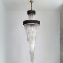 Candelabru Cristal CC900/600X1800, 27xE14, Diametru 60cm, Inaltime 180cm, Auriu Lucios si Negru, Inaltime Reglabila, Design Elegant
