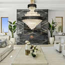 Candelabru Cristal VERSAILLES Supremo Reale E14, 80cm x 110cm, Auriu Lucios si Negru, Inaltime Reglabila