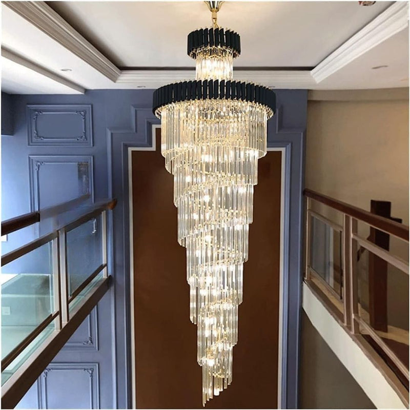 Candelabru Cristal VERSAILLES Ascendere 27xE14, Diametru 60cm, Auriu Lucios si Negru, Inaltime Reglabila