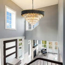 Candelabru Cristal VERSAILLES Magno 8xE27, Diametru 60cm, Auriu Lucios si Negru, Inaltime Reglabila