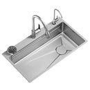 Set Chiuveta Bucatarie Inox, Cuva Universala cu Dop Scurgere, Spalator Pahare, Negru Grafit, 75x45X21cm