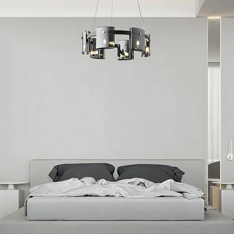 Candelabru Modern, REQUIEM Largo, 6xG9, Diametru 60cm, Negru, Inaltime Reglabila