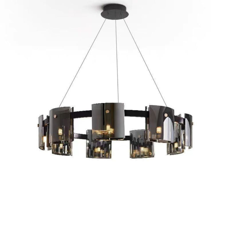 Candelabru Modern, REQUIEM Largo, 8xG9, Diametru 80cm, Negru, Inaltime Reglabila
