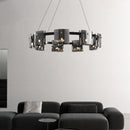 Candelabru Modern,Valmontreux Largo, 8xG9, Diametru 80cm, Negru, Inaltime Reglabila