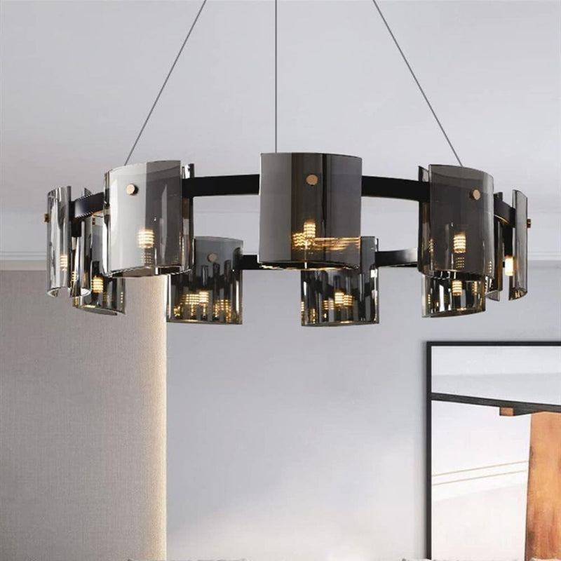 Candelabru Modern, REQUIEM Largo, 8xG9, Diametru 80cm, Negru, Inaltime Reglabila