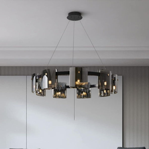 Candelabru Modern, REQUIEM Largo, 8xG9, Diametru 80cm, Negru, Inaltime Reglabila
