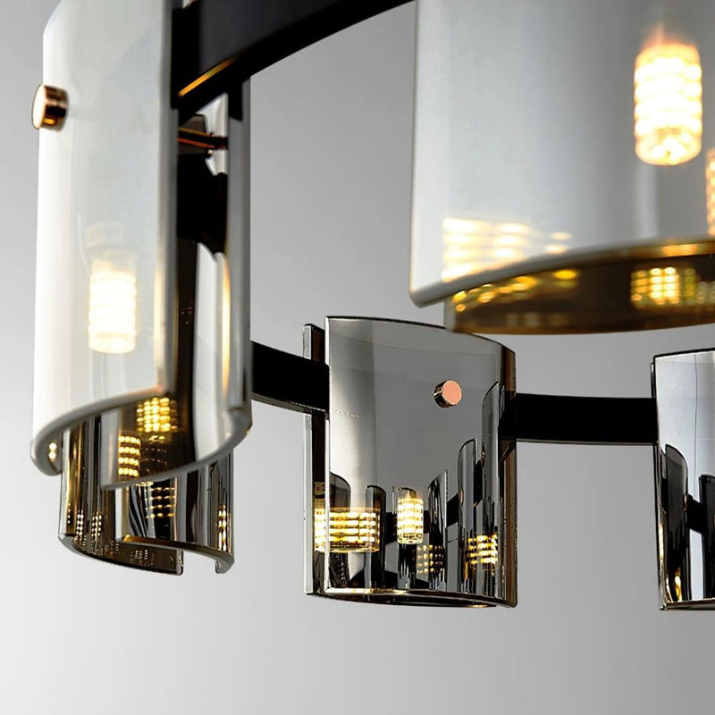 Candelabru Modern, REQUIEM Largo, 8xG9, Diametru 80cm, Negru, Inaltime Reglabila
