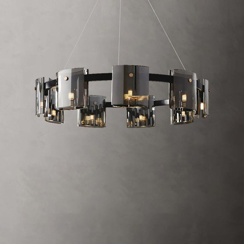 Candelabru Modern, REQUIEM Largo, 8xG9, Diametru 80cm, Negru, Inaltime Reglabila
