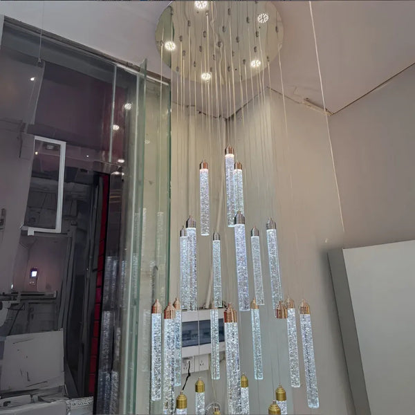 Candelabru Cristal, LED, VERTIKA II, 40W, Diametru 35cm, Auriu