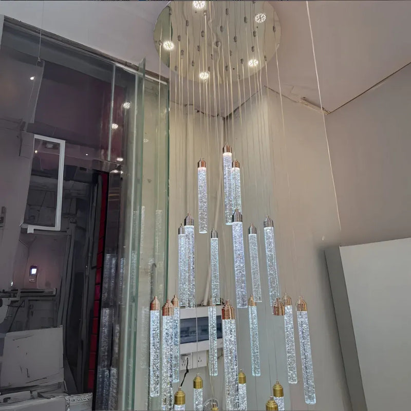 Candelabru Cristal, LED, VERTIKA II, 40W, Diametru 35cm, Auriu
