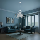 Candelabru DELLI SANTI 6xE14, Diametru 49cm, Alb, Inaltime Reglabila