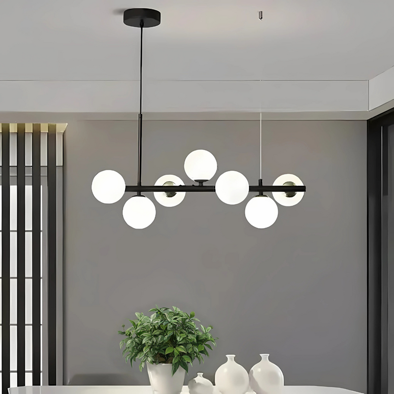 Lustra cu bec moderna LOFT Pavilion, 7x G9, Alb Negru, Metal, Inaltime Reglabila
