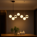 Lustra cu bec moderna LOFT Pavilion, 7x G9, Negru, Metal, Inaltime Reglabila