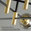 Lustra cu Abajur Rotund, PENTHOUSE Grand, 8xE27, Negru Auriu, Metal