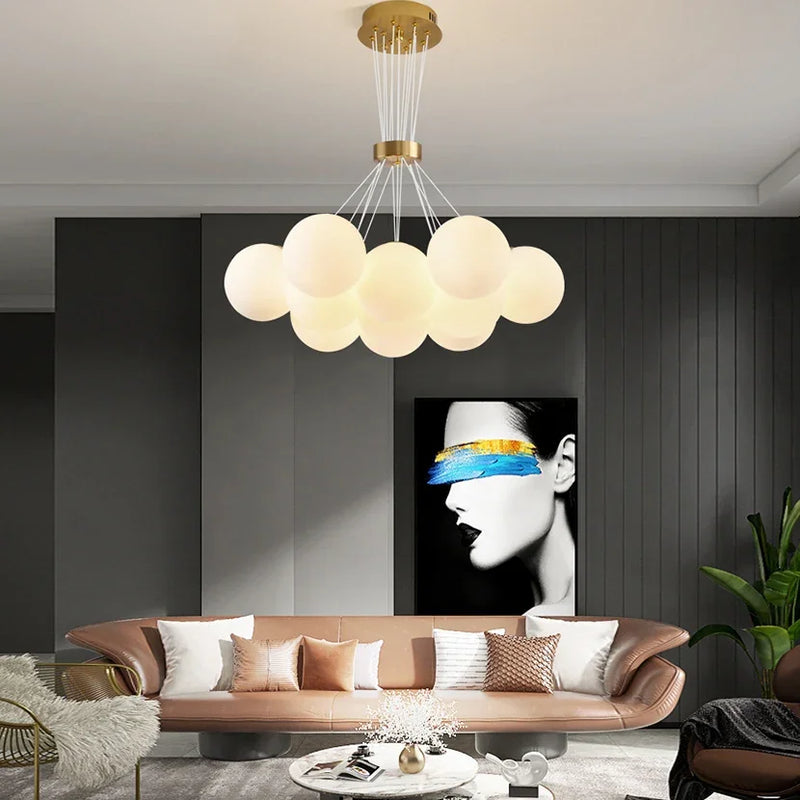 Lustra MODERNA, tip Pendul, LOFT BAGLIORE, Glob, 11xE27, Inaltime Reglabila, Auriu