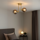 Lustra cu bec moderna MODUS, 2x E27, Gri Inchis, Auriu, Metal