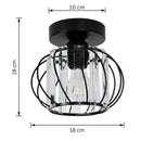 Lustra Monica, 1 X E27, Negru, Metal / Sticla