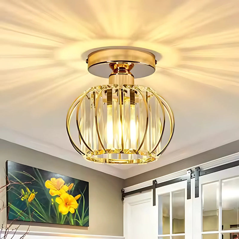 Lustra Cora 1XE27, Auriu, Metal si Cristal