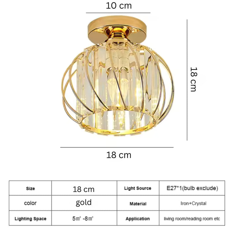 Lustra Cora 1XE27, Auriu, Metal si Cristal