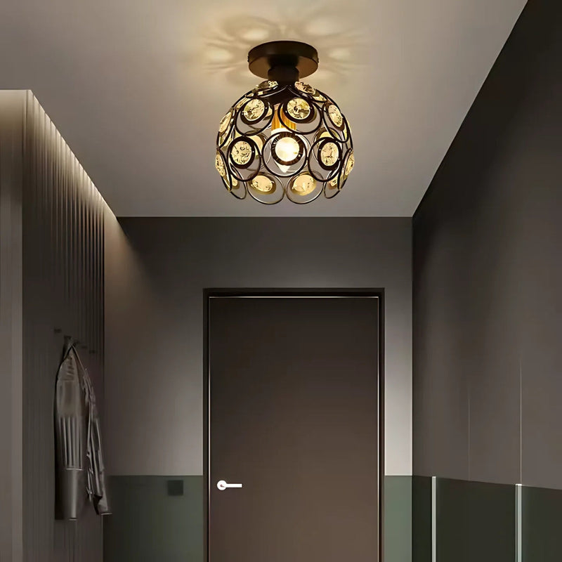 Lustra Vera, 1*E27, Auriu, Metal si Cristal