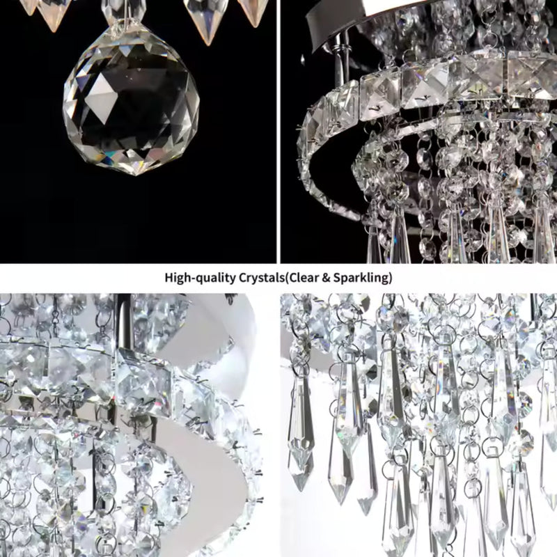Candelabru LED Alberico Rotund, 20W, Lumina Rece/Calda/Neutra, Cristal, Crom Lucios