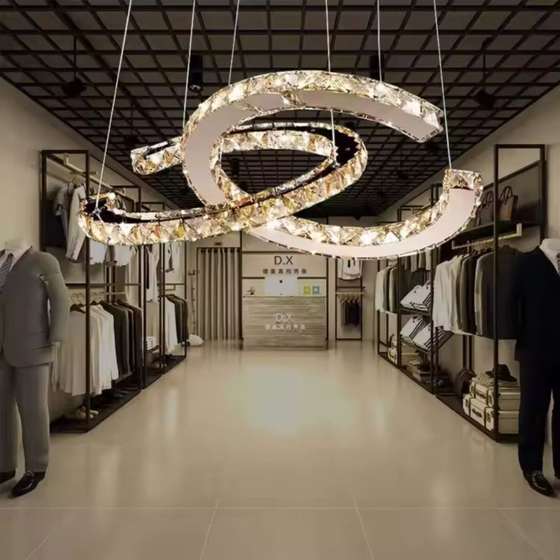 Lustra LED cu telecomanda PRISM ANTEA, 40W, 2 Cercuri, lumina Rece/Calda/Neutra, Dimabila, Argintiu, Inaltime Reglabila
