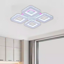 Lustra LED cu telecomanda si cristal LEILA RGB 79W, 4 Patrate, lumina Rece/Calda/Neutra, Dimabila, Alb Crom Lucios