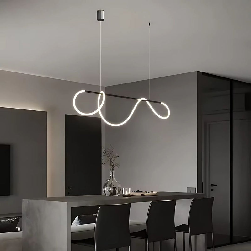 Lustra LED DIVINO cu Tub Silicon Flexibil – 62W, Lumina Reglabila, Negru Mat