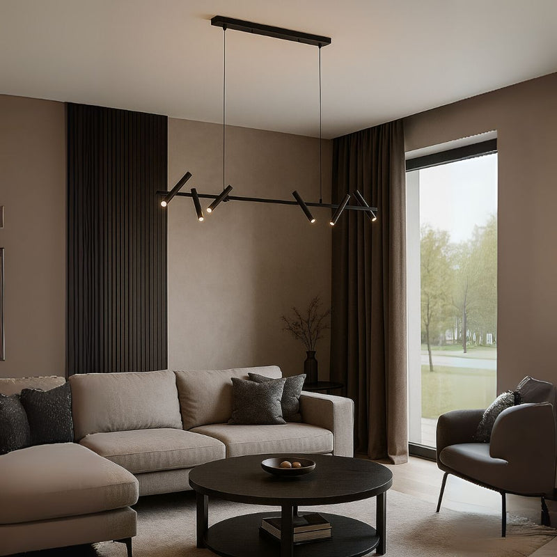 Lustra LED cu telecomanda Harman, 23W, 6 Surse, Lumina Neutra, Negru