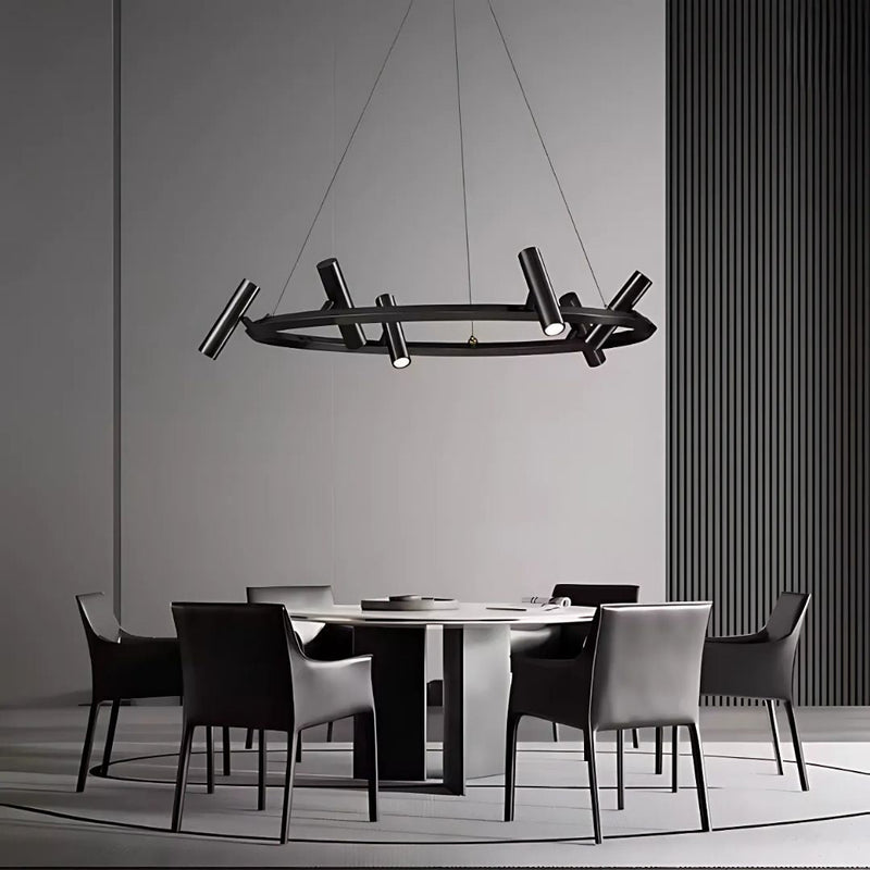 Lustra LED cu telecomanda Harman, 29W, 8 Surse, Lumina Neutra, Negru