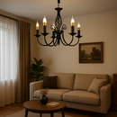 Candelabru Perla, 5xE14, Negru, Inaltime Reglabila