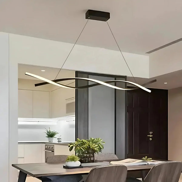 Lustra LED suspendata cu telecomanda FLUX, 80W,  Lumina Rece/Calda/Neutra, Dimabila, Negru,  Inaltime Reglabila