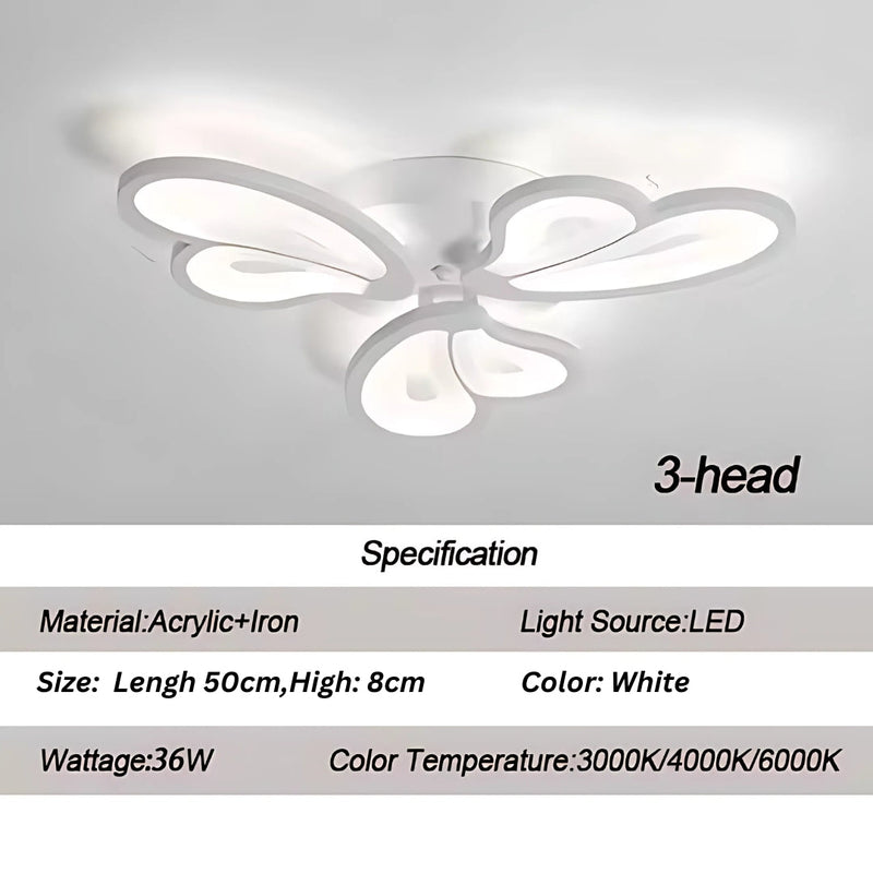 Lustra LED cu telecomanda BLOSSOM 43W, 3 Petale, lumina Rece/Calda/Neutra, Dimabila, Alb