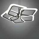 Lustra LED suspendata cu Telecomanda 104W, 5 Patrate, lumina Rece/Calda/Neutra, Dimabila, Negru