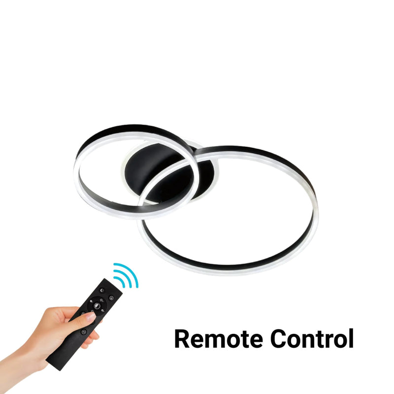 Lustra LED cu telecomanda RINOVA 71W, 2 Cercuri, lumina Rece/Calda/Neutra, Dimabila, Negru