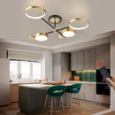 Lustra LED cu Telecomanda MARIA, 4 Elemente, 44W, Lumina Calda/Rece/Neutra, Dimabila, Auriu