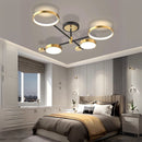 Lustra LED cu Telecomanda MARIA, 4 Elemente, 44W, Lumina Calda/Rece/Neutra, Dimabila, Auriu