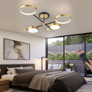 Lustra LED cu Telecomanda MARIA, 4 Elemente, 44W, Lumina Calda/Rece/Neutra, Dimabila, Auriu