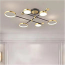 Lustra LED cu Telecomanda MARIA, 6 Elemente, 63W, Lumina Calda/Rece/Neutra, Dimabila, Auriu