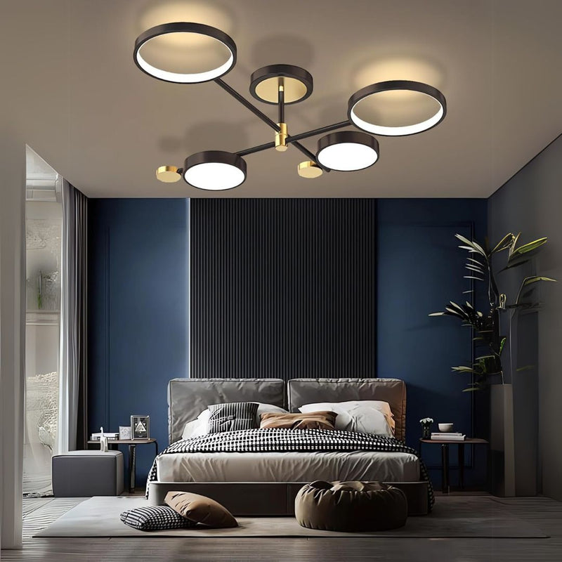 Lustra LED cu Telecomnda MARIA, 45W, 4 Elemente, Lumina Calda/Rece/Neutra, Dimabila, Negru