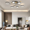 Lustra LED cu Telecomnda MARIA, 63W, 6 Elemente, Lumina Calda/Rece/Neutra, Dimabila, Negru