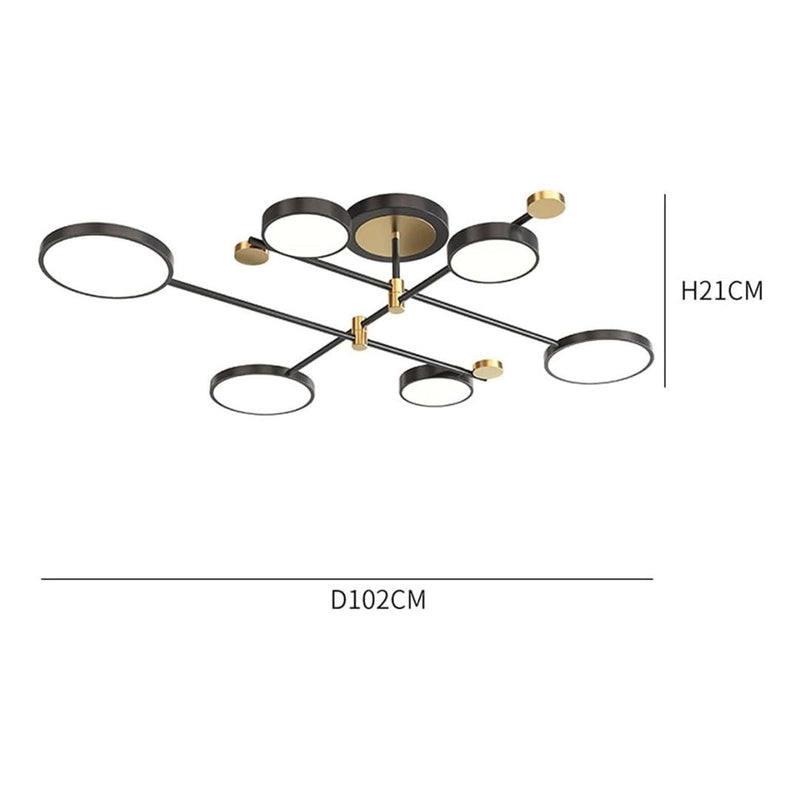 Lustra LED cu Telecomnda MARIA, 63W, 6 Elemente, Lumina Calda/Rece/Neutra, Dimabila, Negru