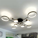 Lustra LED cu Telecomnda MARIA, 44W, 8 Elemente, Lumina Calda/Rece/Neutra, Dimabila, Negru/Auriu