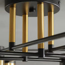 Lustra LED cu Telecomanda MARIO, 56W, 8 Elemente, Lumina Rece/Calda/Neutra, Dimabila, Negru/Auriu