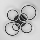 Lustra LED cu telecomanda BETTY 82W, 6 Cercuri, lumina Rece/Calda/Neutra, Dimabila, Negru