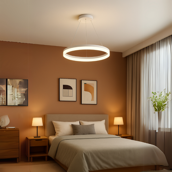 Lustra LED cu telecomanda ANINA 33W, lumina Rece/Calda/Neutra, Dimabila, Alb, Inaltime Reglabila